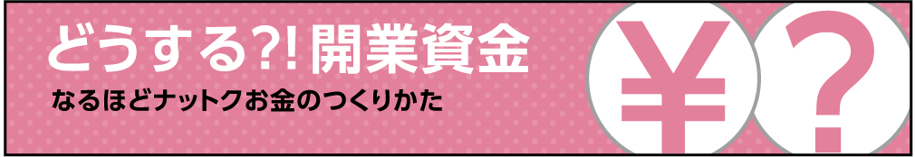 どうする？！開業資金　なるほどナットクお金のつくりかた