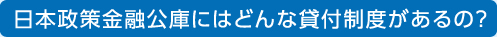 日本政策金融公庫にはどんな貸付制度があるの？