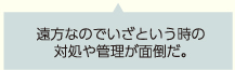 遠方なのでいざという時の対処や管理が面倒だ
